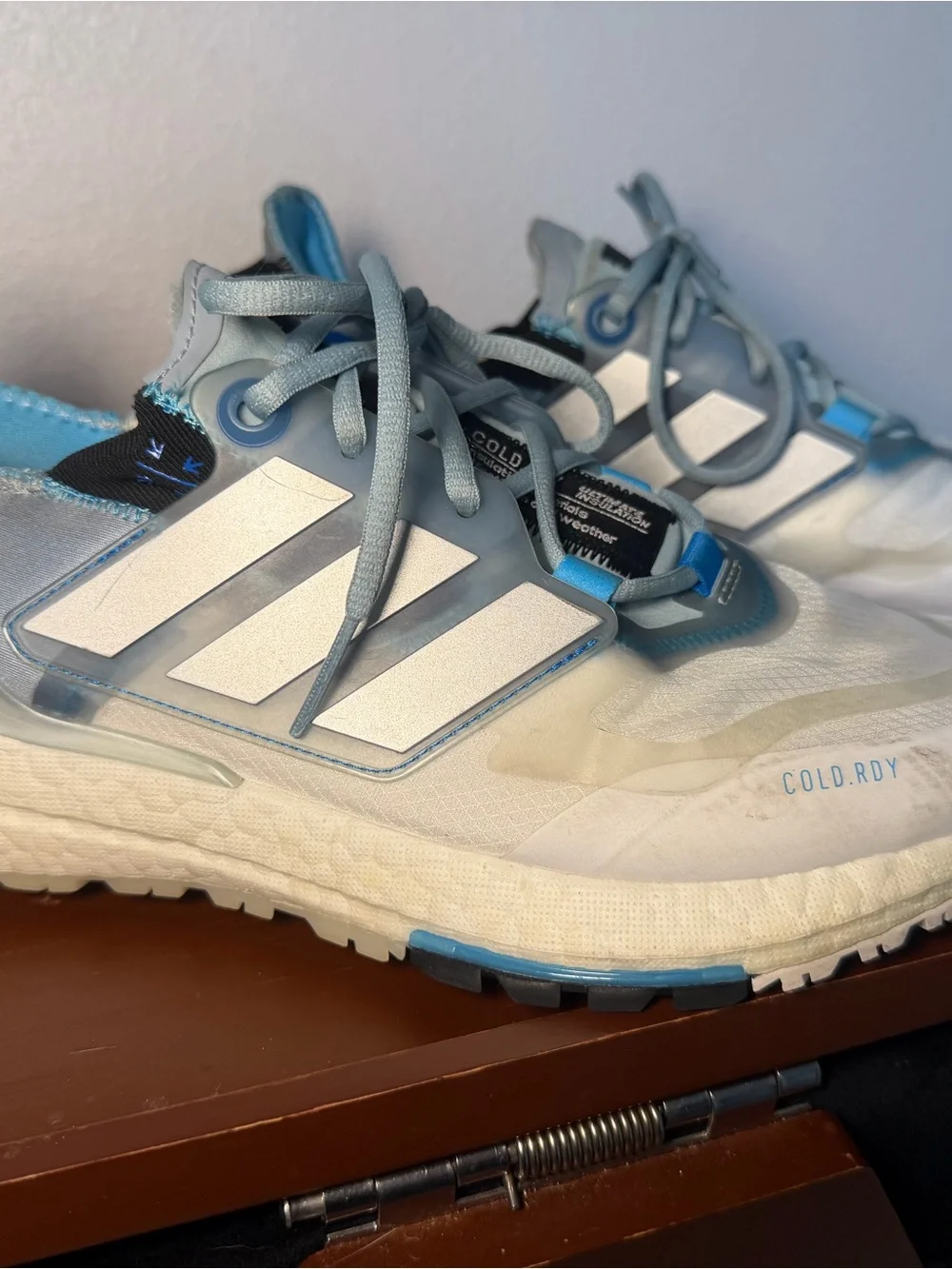 Adidas men’s 10.5  Blue and White Cold.RDY Running Shoes
